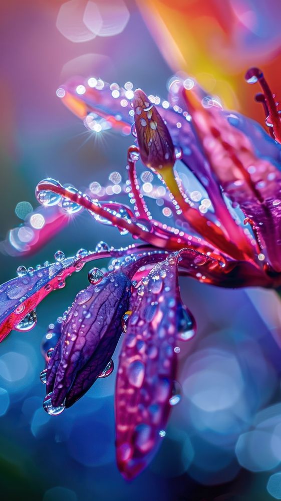 Water droplets on botanical flower outdoors nature.
