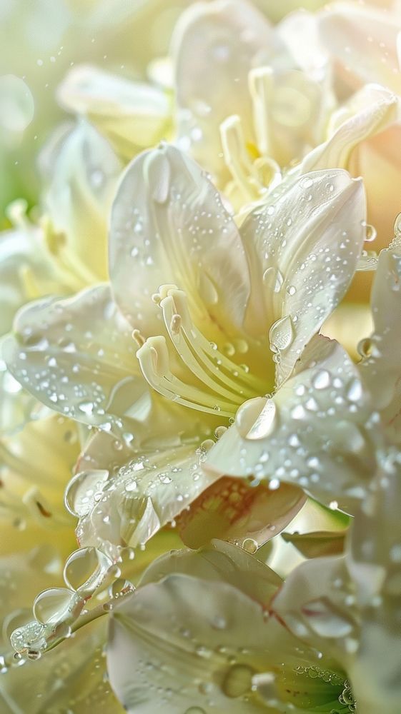 Water droplets on bouquet flower blossom petal.