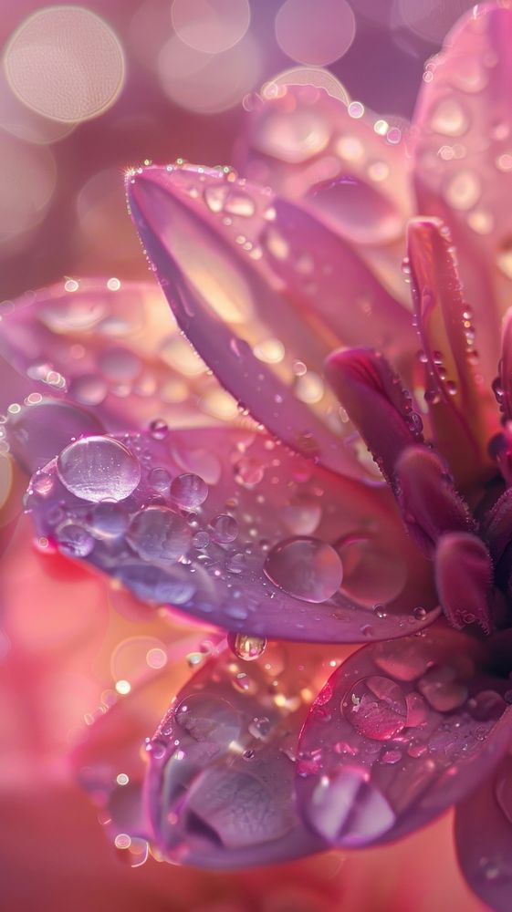 Water droplets on valentines flower blossom nature.