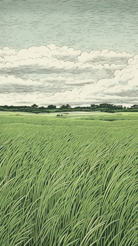 Illustration of grass field outdoors horizon nature.