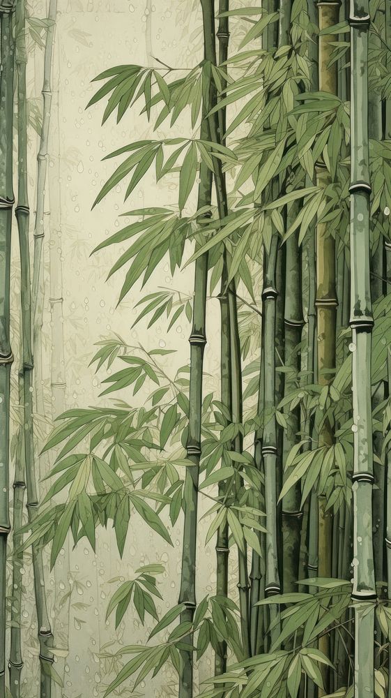 Illustration of bamboo plant architecture tranquility.