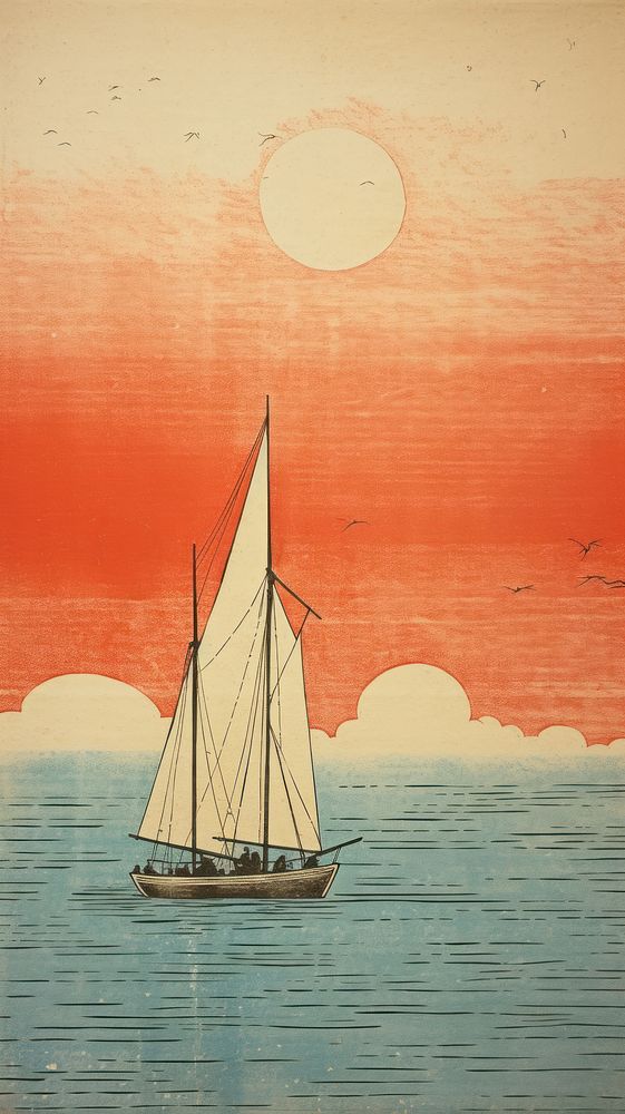 Illustration of sailboat painting vehicle art.