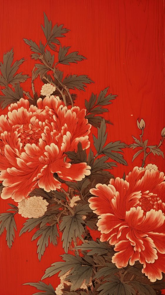 PNG Illustration of peony painting pattern flower.
