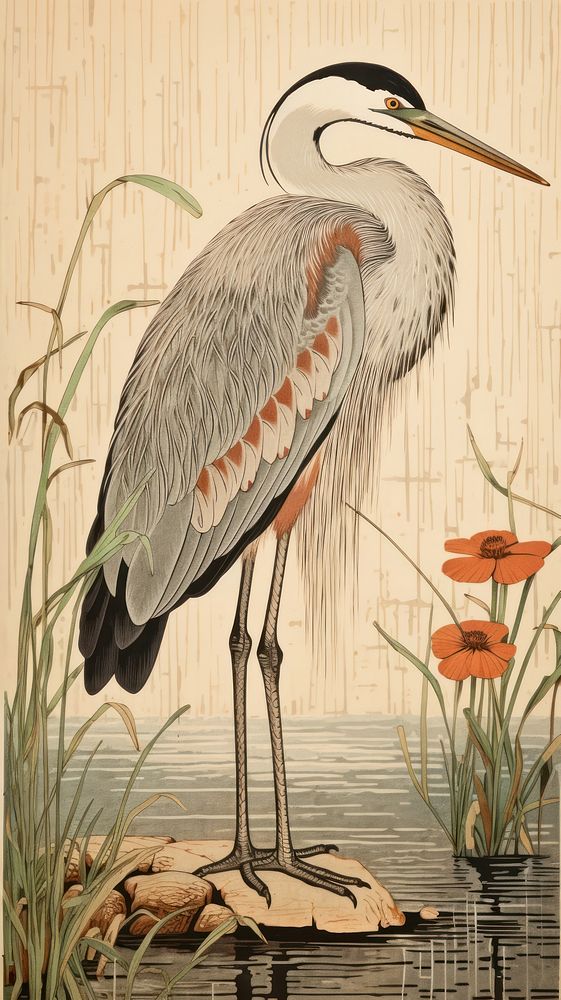 Illustration of heron animal bird ciconiiformes.