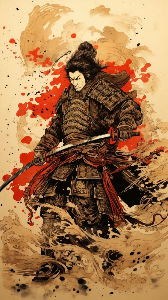 Illustration of Samurai samurai weapon sword.
