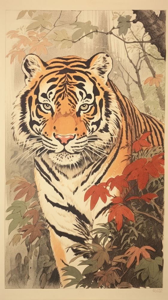 Illustration of tiger wildlife animal mammal.