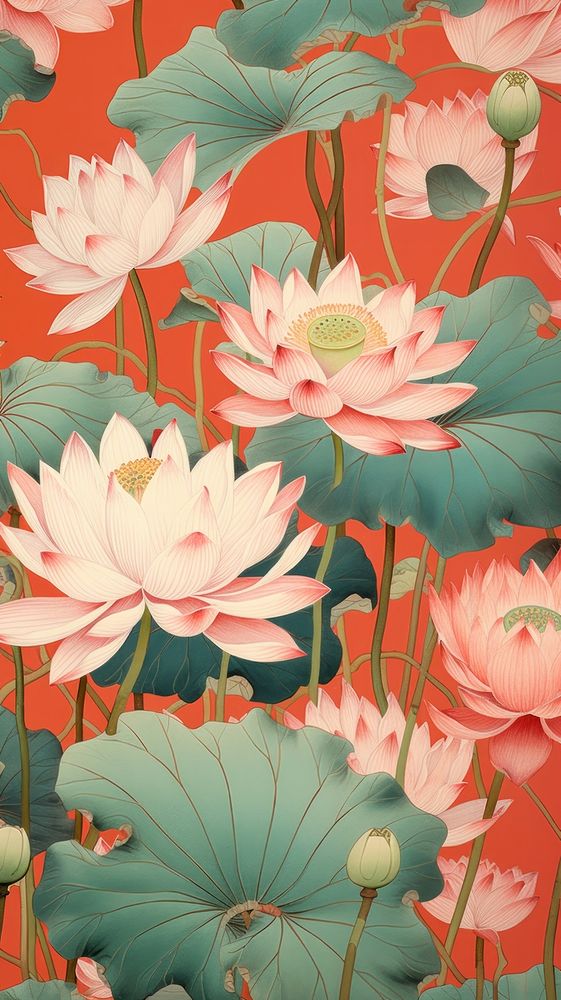 PNG Illustration of lotus flowers pattern plant petal.