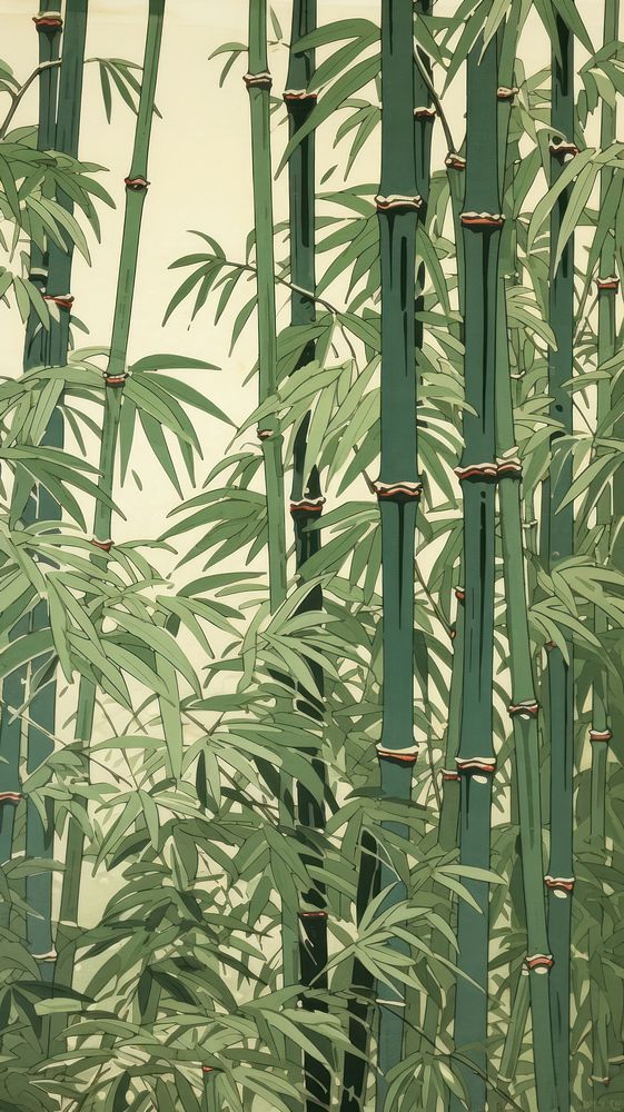 Illustration of bamboo plant architecture tranquility.