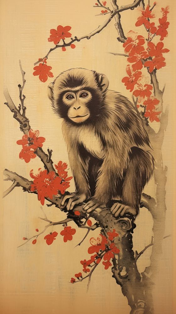 Illustration of monkey wildlife painting animal.