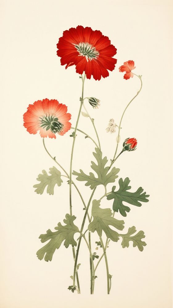 Illustration of wildflower plant petal herbs.