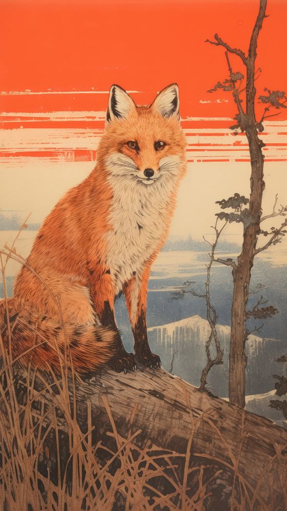 Illustration of red fox wildlife animal mammal.