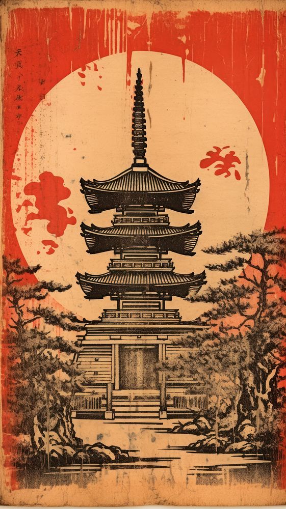 Illustration of shrine architecture tradition building.