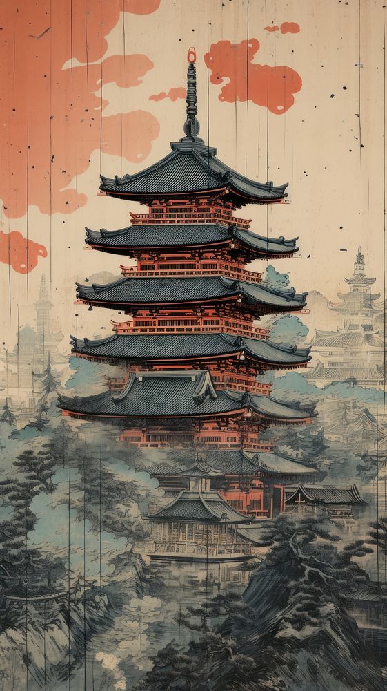 Illustration of building architecture tradition pagoda.