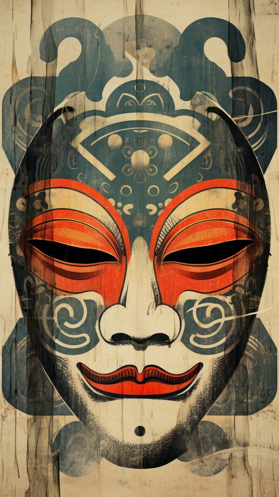 Illustration of mask tradition painting wood.