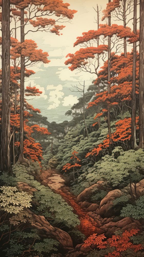PNG Illustration of forest landscape outdoors woodland.