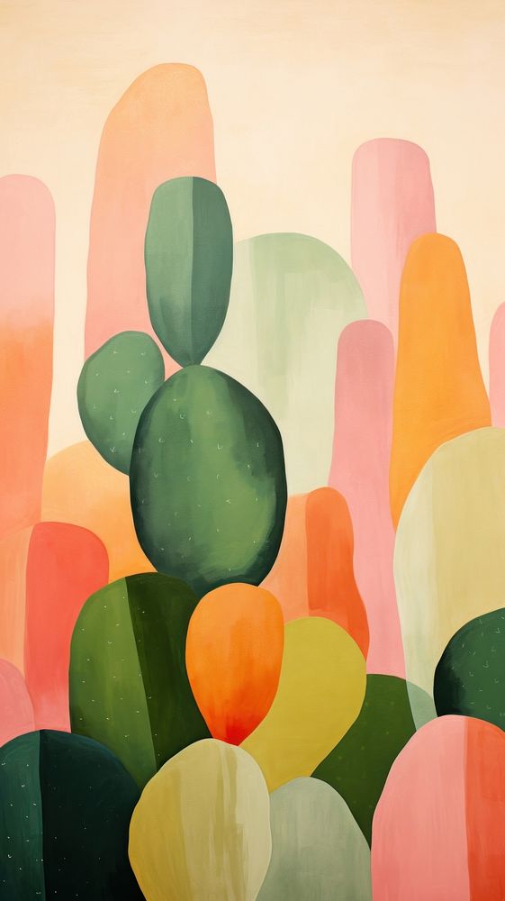 Cactus abstract painting art.