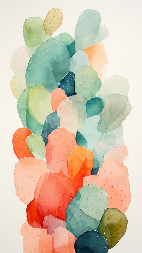 Cactus abstract painting palette.