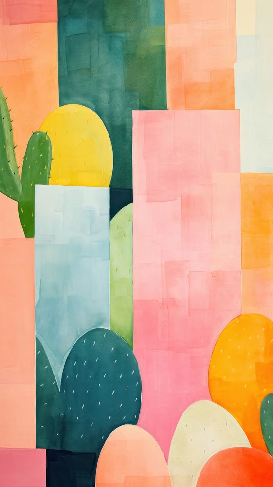 Cactus abstract painting art.