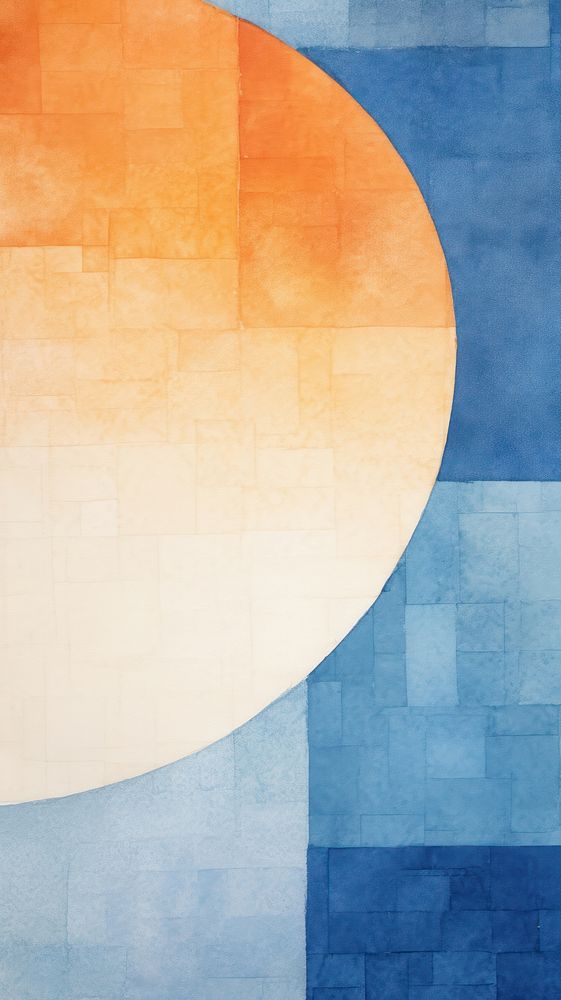 Blue sky with sun architecture abstract painting.
