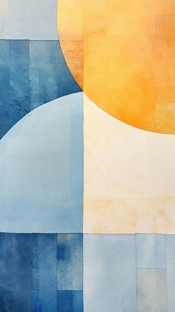 Blue sky with sun abstract painting shape.