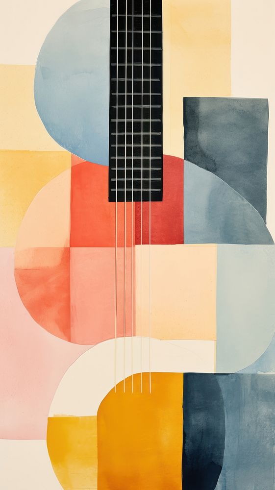 Guitar abstract painting collage.
