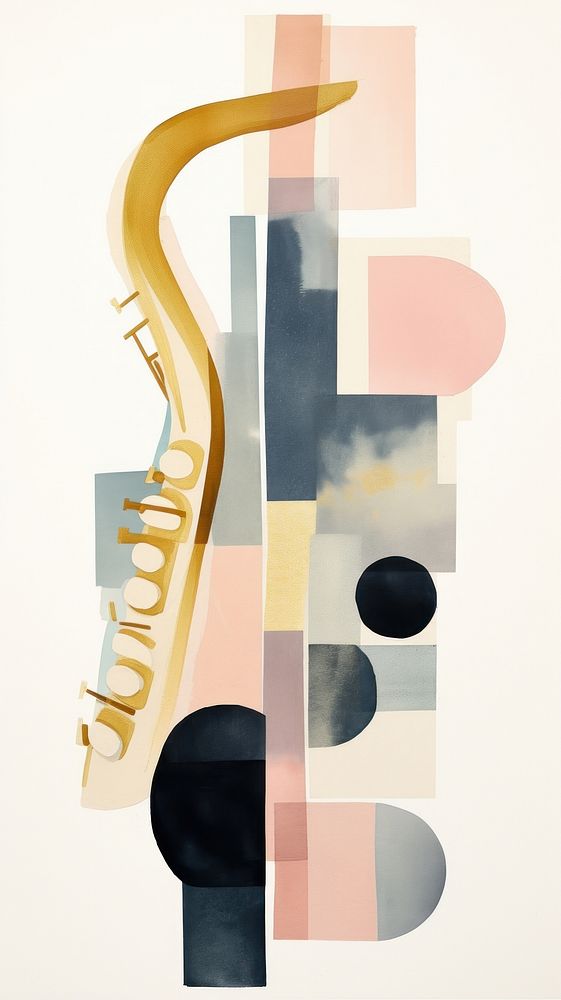 Saxophone painting collage art.