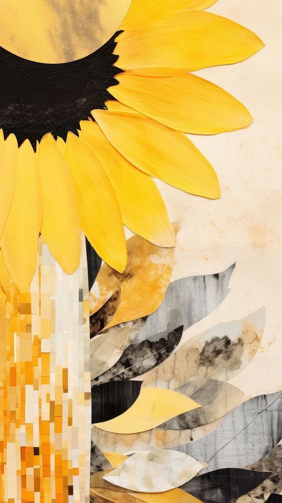 Sunflower collage painting petal.