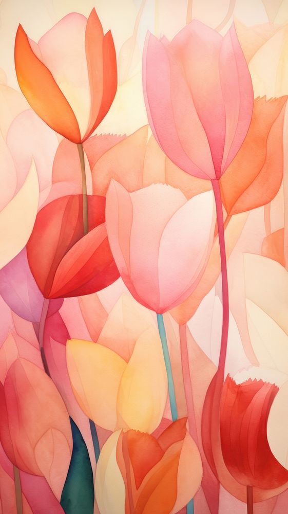 Tulip garden abstract painting flower.