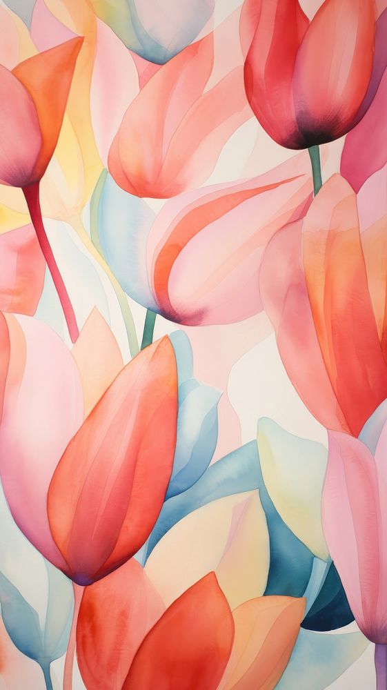 Tulip garden abstract painting pattern.
