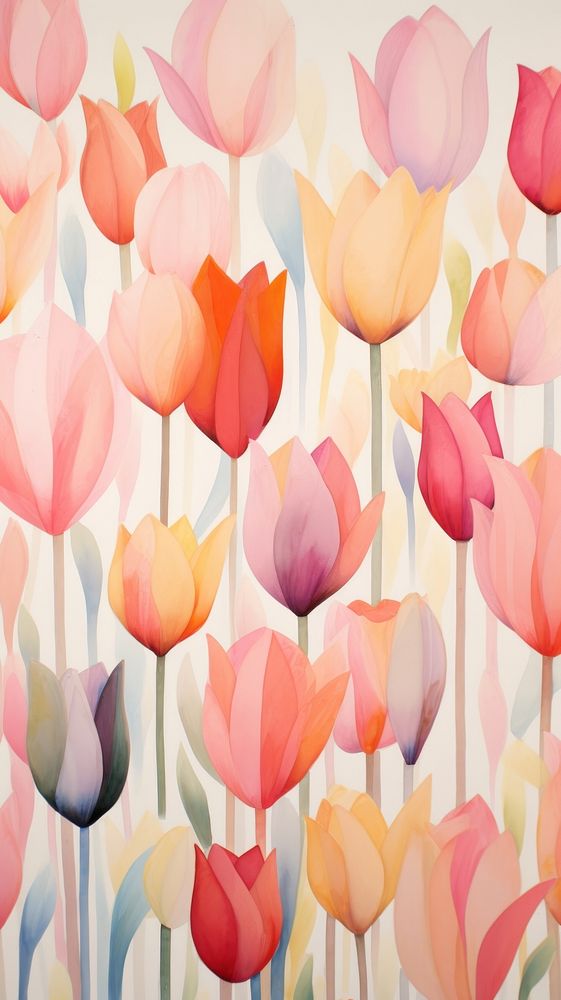 Tulip garden abstract painting flower.