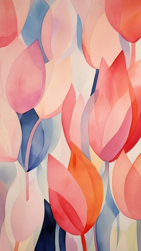 Tulip garden abstract painting pattern.