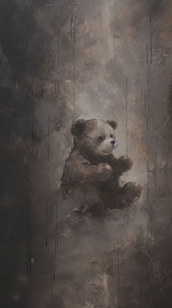 Acrylic paint of Teddy bear art painting mammal.