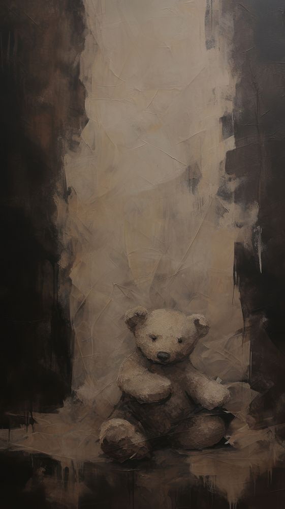 Acrylic paint of Teddy bear art painting wall.