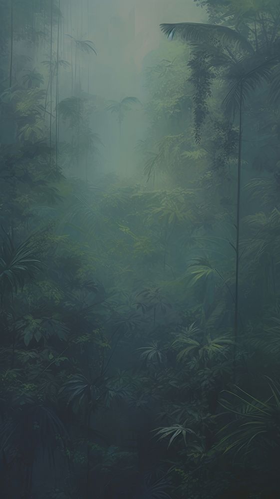 Acrylic paint of Tropical forest vegetation outdoors.