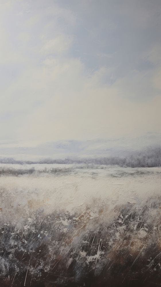 Winter field landscape painting horizon nature.