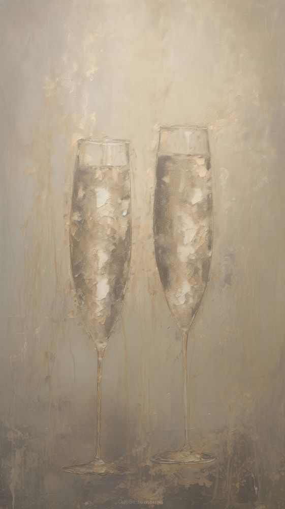 Champagne glasses painting drink art.