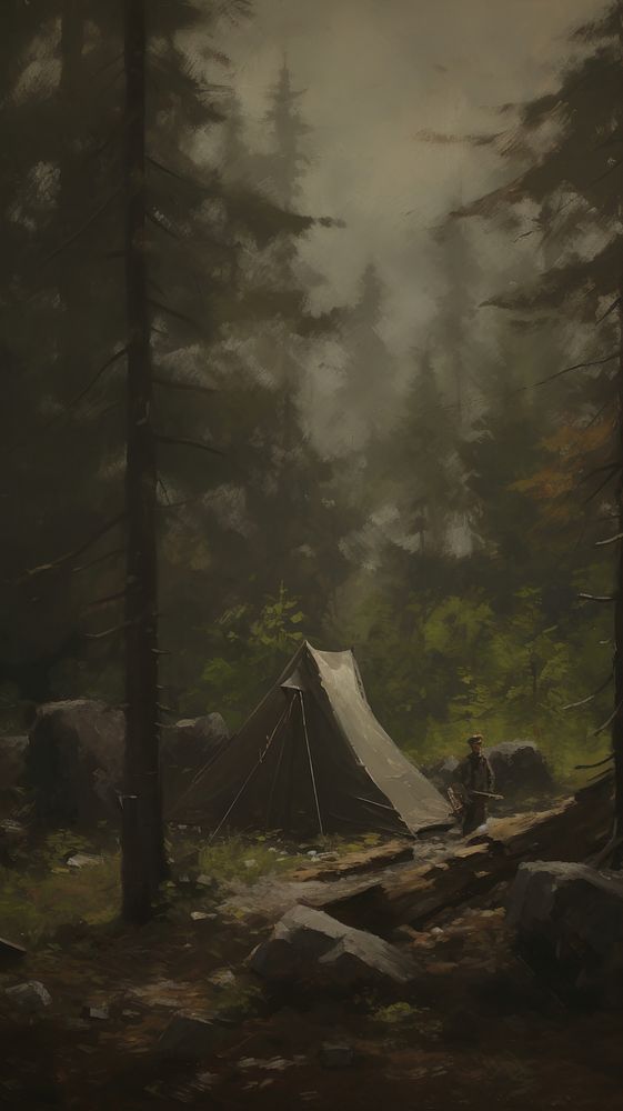 Acrylic paint of Camping camping outdoors woodland.