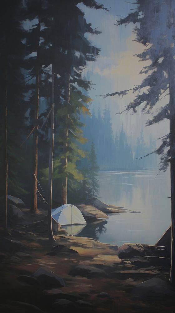 Acrylic paint of Camping outdoors painting camping.