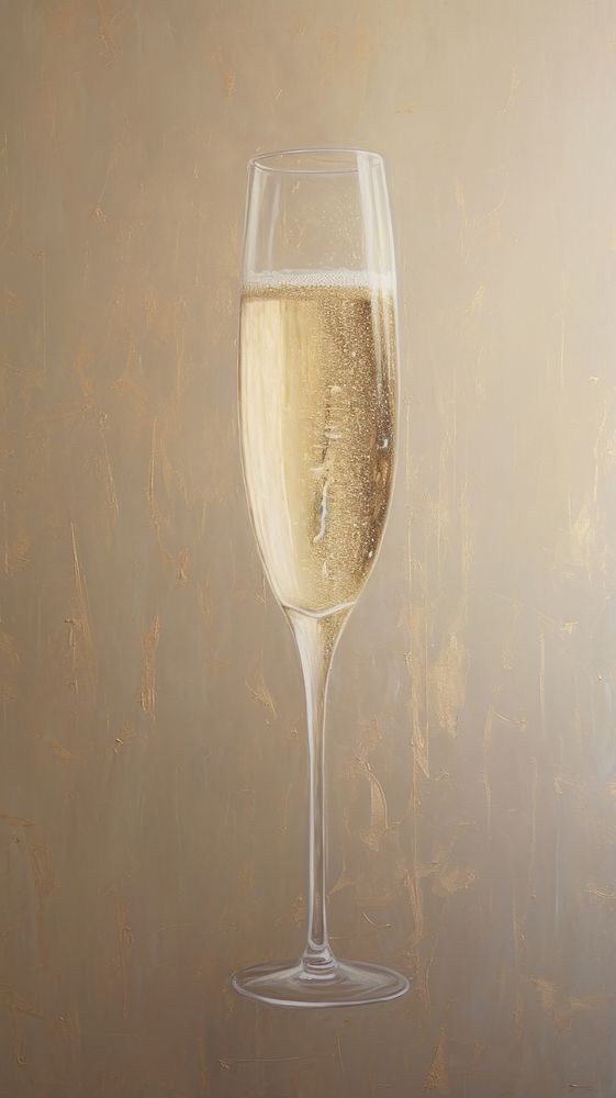 Acrylic paint of Champagne champagne glass drink.