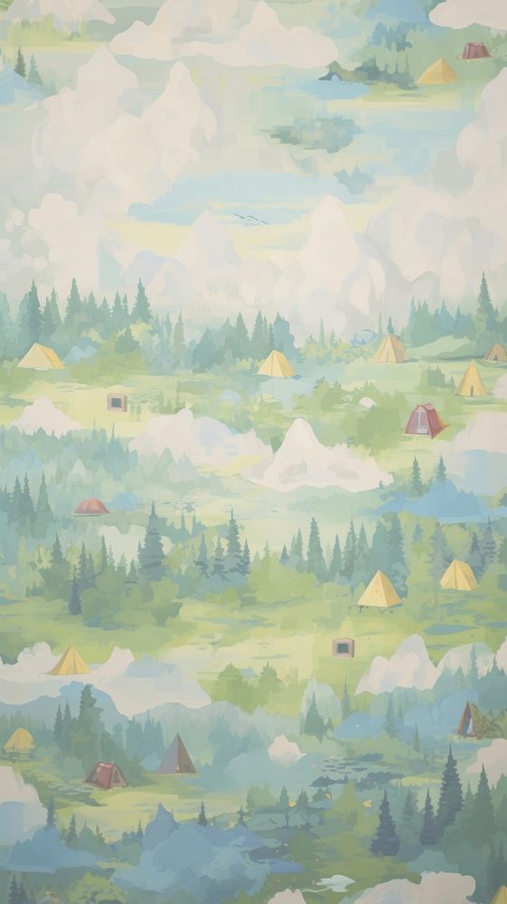 Cute camping wallpaper art outdoors painting.