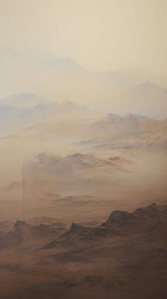 Acrylic paint of Desert desert nature fog.