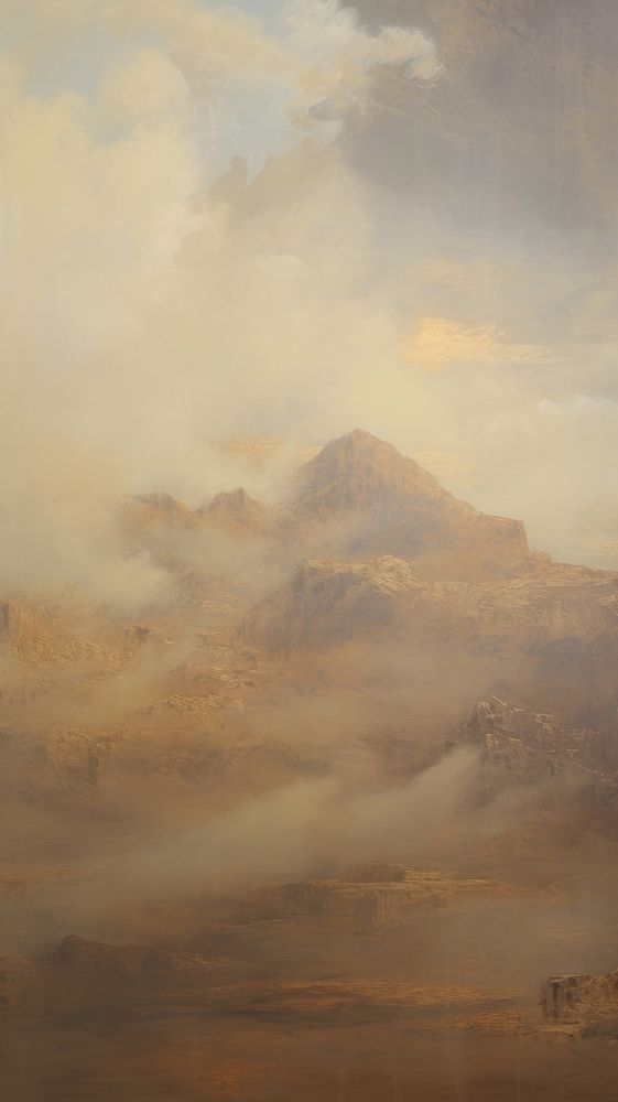 Acrylic paint of Desert nature cloud sky.