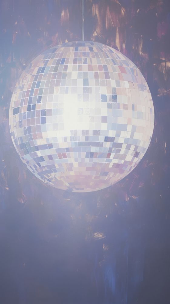 Acrylic paint of Disco ball lighting illuminated celebration.