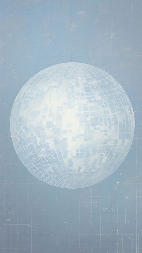 Acrylic paint of Disco ball sphere space architecture.