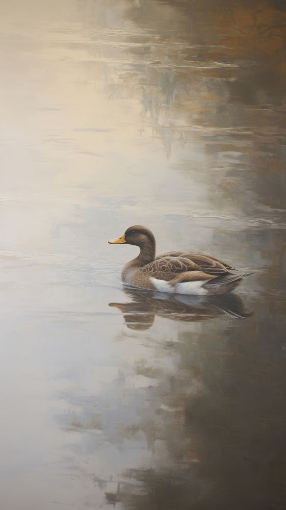 Acrylic paint of Duck duck animal bird.