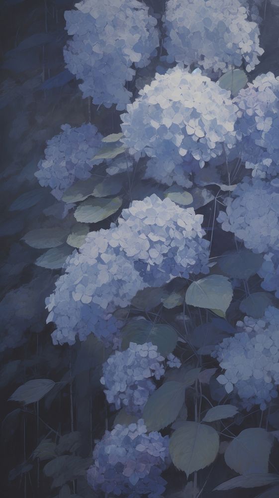 Acrylic paint of Hydrangea hydrangea outdoors painting.