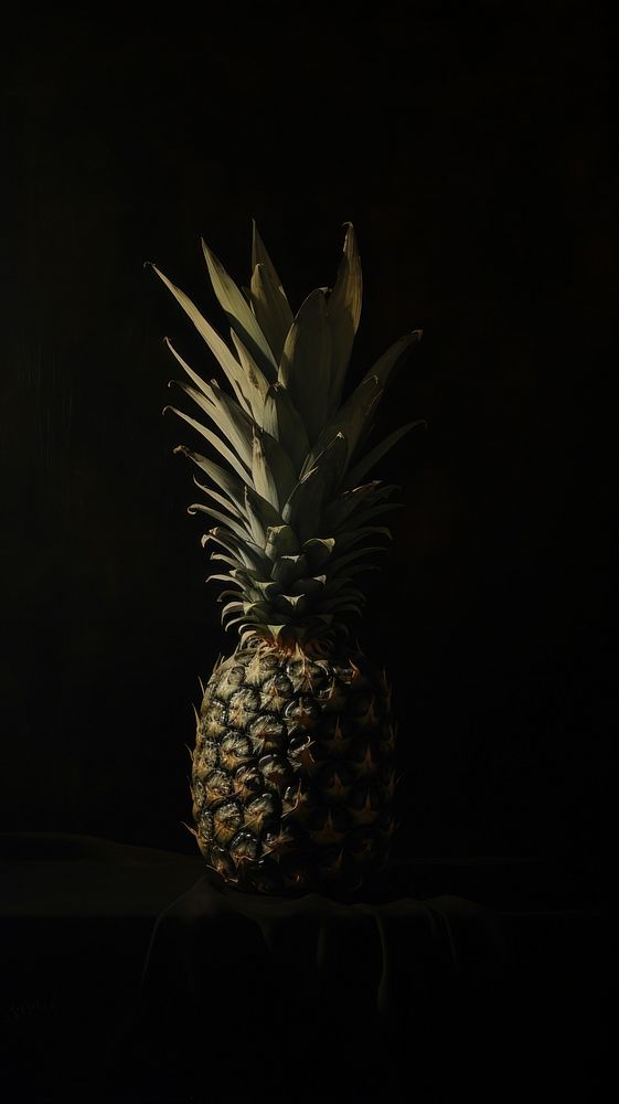 Acrylic paint of Pineapple pineapple fruit plant.