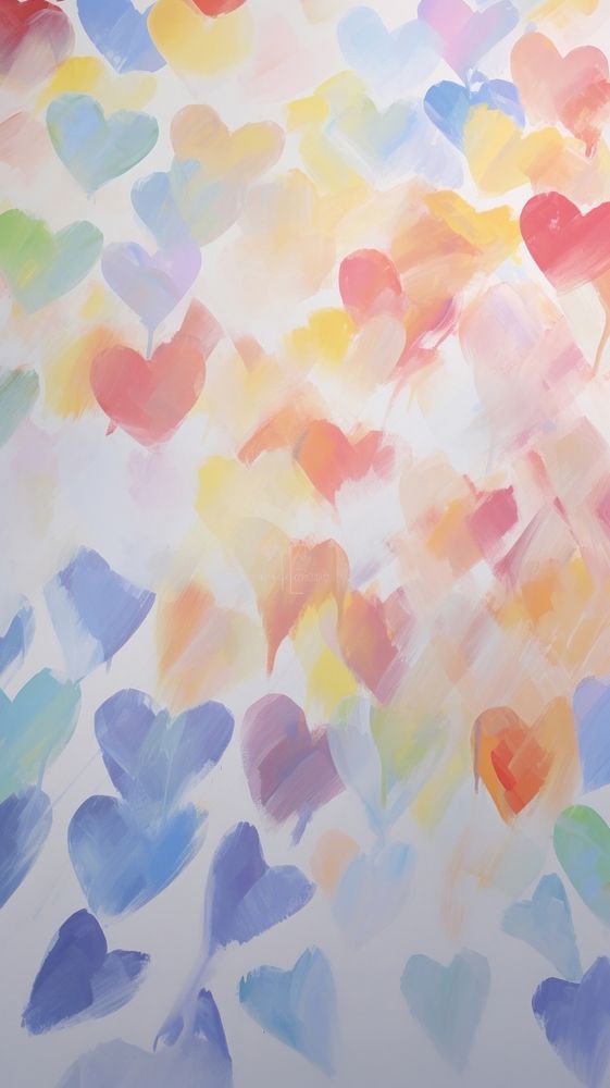 Rainbow heart wallpaper painting petal acrylic paint.