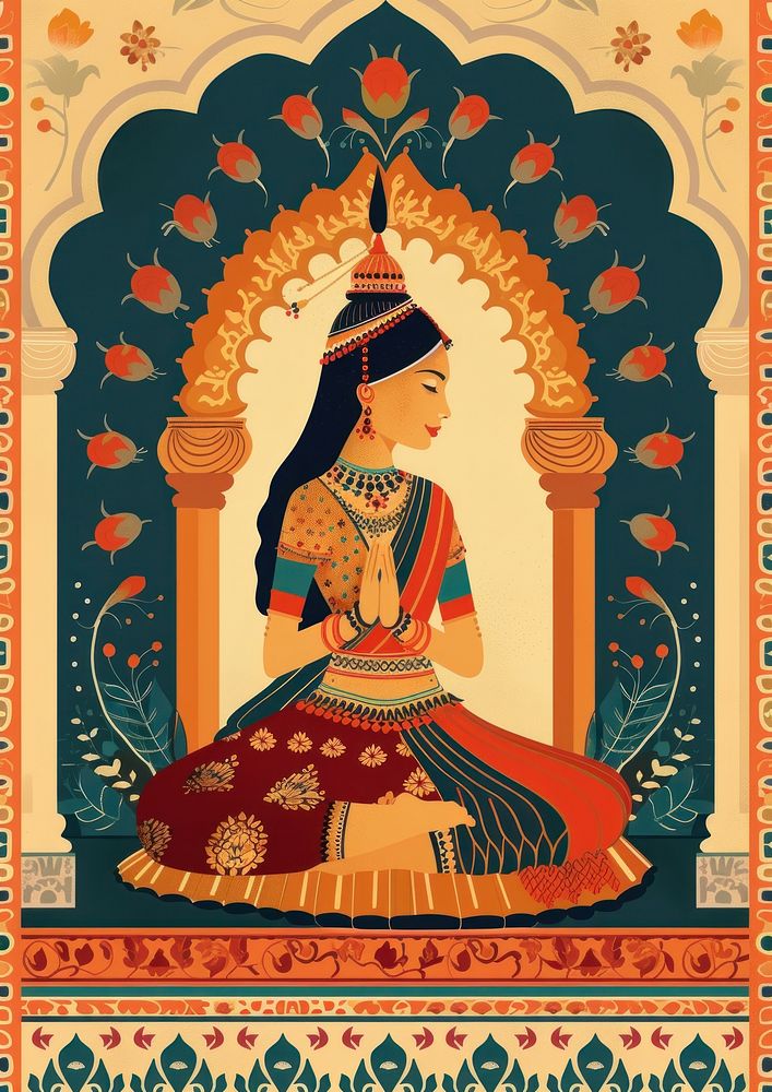 Indian traditional mughal pichwai art adult representation spirituality.