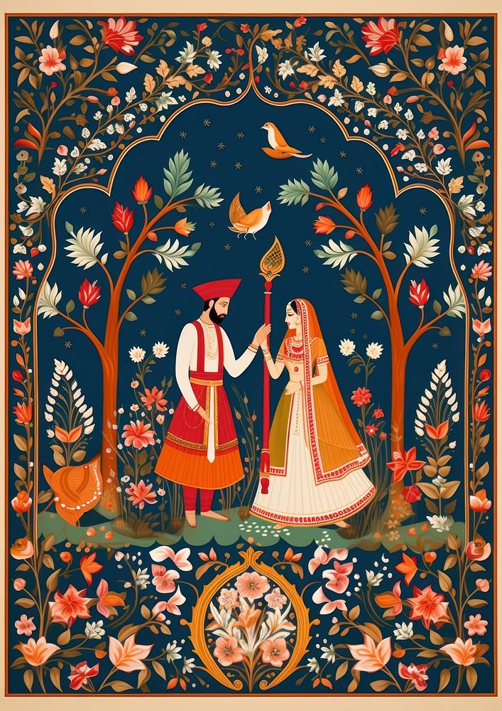 Indian traditional mughal pichwai art tapestry pattern adult.